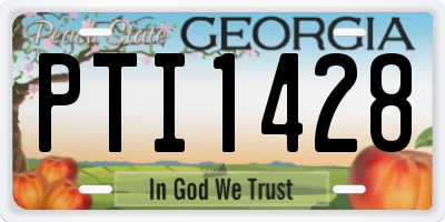 GA license plate PTI1428