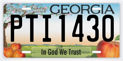 GA license plate PTI1430