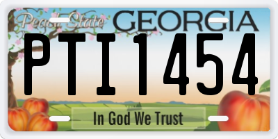 GA license plate PTI1454