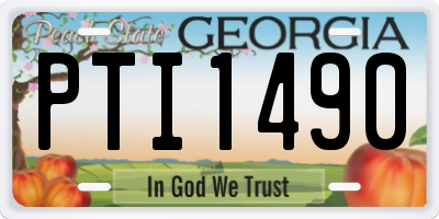 GA license plate PTI1490