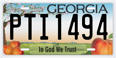 GA license plate PTI1494