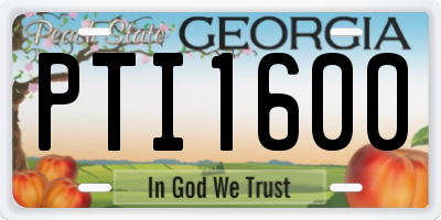GA license plate PTI1600