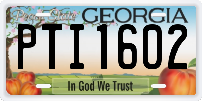 GA license plate PTI1602
