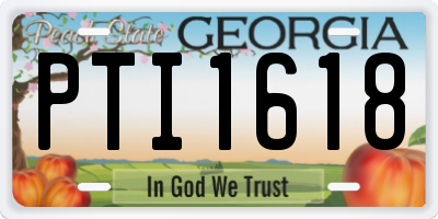 GA license plate PTI1618