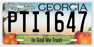 GA license plate PTI1647