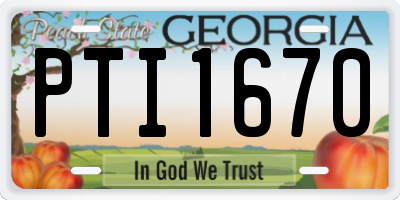 GA license plate PTI1670