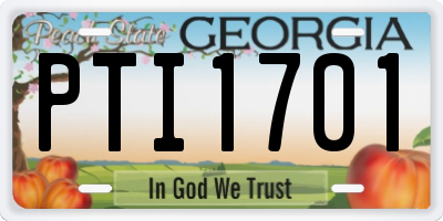 GA license plate PTI1701