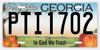 GA license plate PTI1702