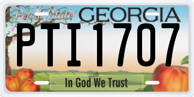 GA license plate PTI1707
