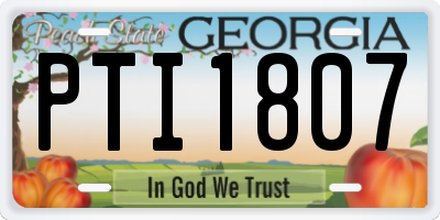 GA license plate PTI1807