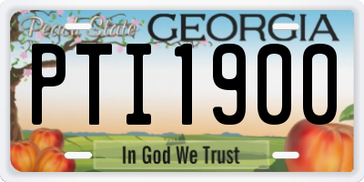 GA license plate PTI1900