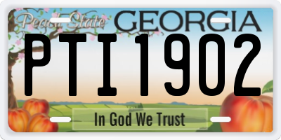 GA license plate PTI1902