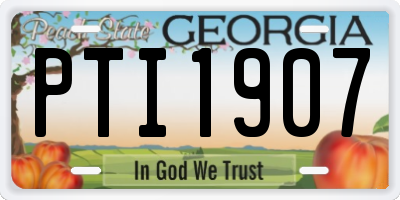GA license plate PTI1907