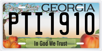 GA license plate PTI1910