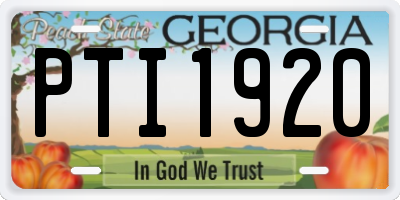 GA license plate PTI1920