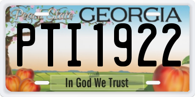 GA license plate PTI1922