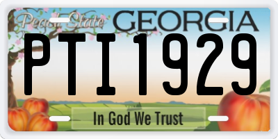 GA license plate PTI1929
