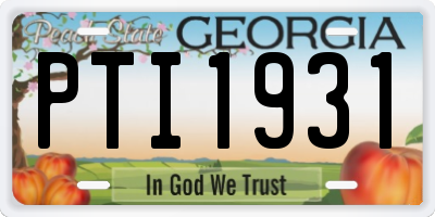 GA license plate PTI1931