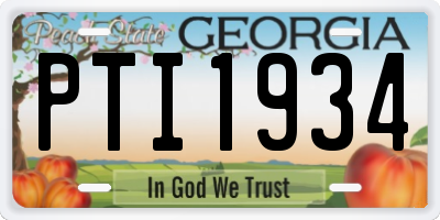GA license plate PTI1934