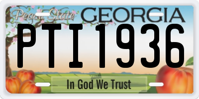 GA license plate PTI1936