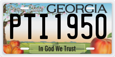 GA license plate PTI1950
