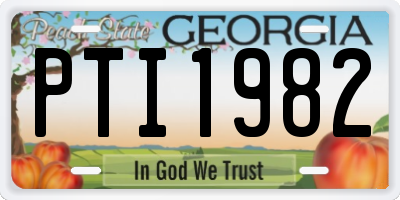 GA license plate PTI1982