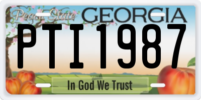 GA license plate PTI1987
