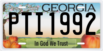 GA license plate PTI1992