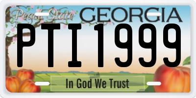 GA license plate PTI1999