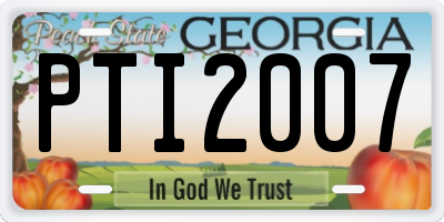 GA license plate PTI2007