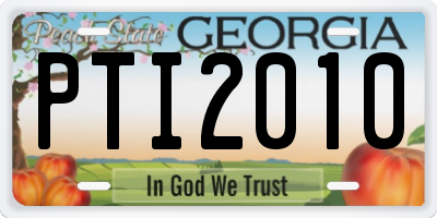 GA license plate PTI2010