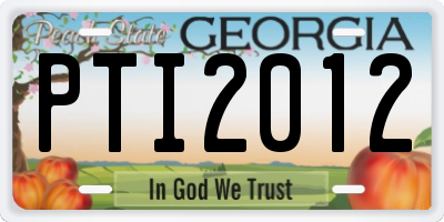 GA license plate PTI2012