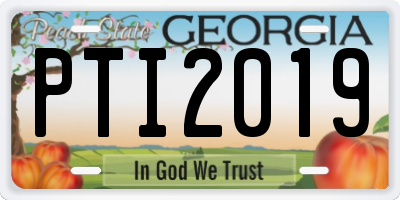 GA license plate PTI2019