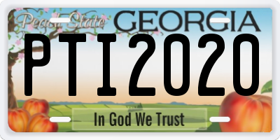 GA license plate PTI2020