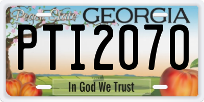 GA license plate PTI2070