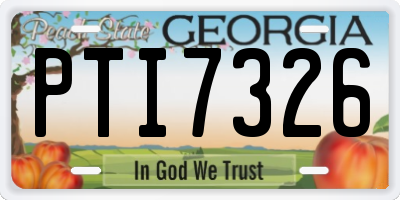 GA license plate PTI7326
