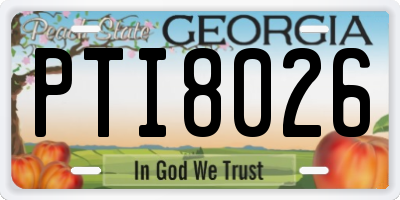 GA license plate PTI8026