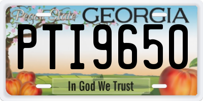 GA license plate PTI9650