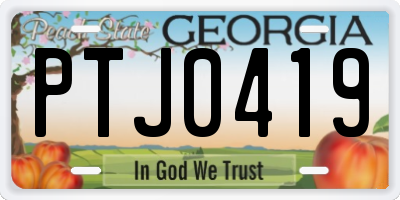 GA license plate PTJ0419