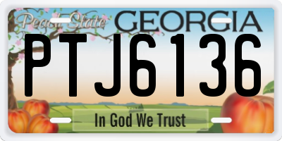 GA license plate PTJ6136