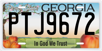 GA license plate PTJ9672