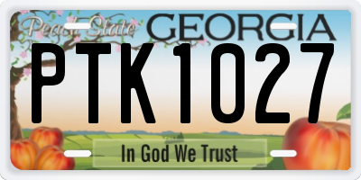 GA license plate PTK1027