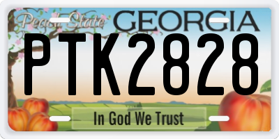 GA license plate PTK2828