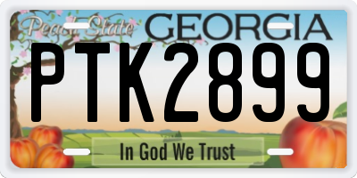 GA license plate PTK2899