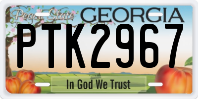 GA license plate PTK2967