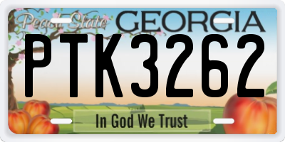 GA license plate PTK3262
