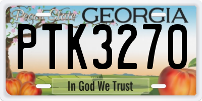 GA license plate PTK3270