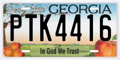 GA license plate PTK4416