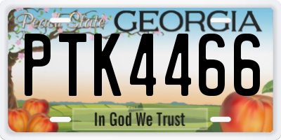 GA license plate PTK4466