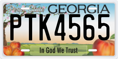 GA license plate PTK4565